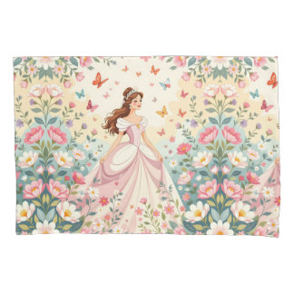 Cute princess with butterflies pillow case