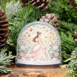 Cute princess with butterflies snow globe