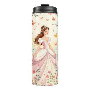 Cute princess with butterflies thermal tumbler