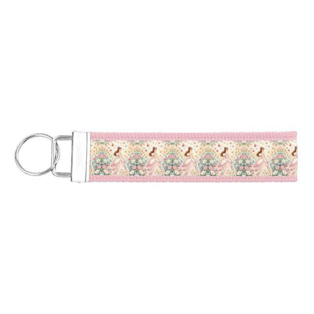 Cute princess with butterflies wrist keychain (Keys on Left)