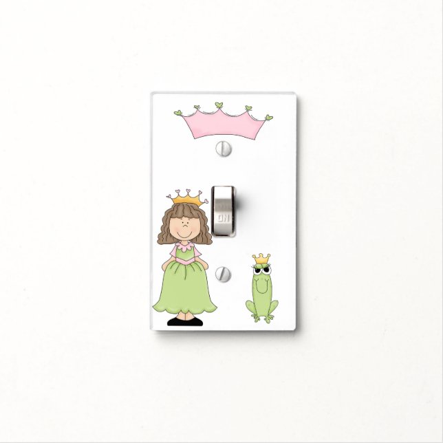 Cute Princess with Frog Switch Plate Cover (In Situ)