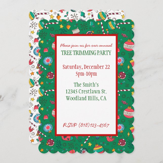Cute Print Christmas Party Invitation (Front/Back)
