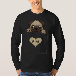 cute printed pug in  pocket men women girls boys T-Shirt