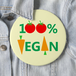 Cute Pro Vegan Message Colorful Clever Pinback Button