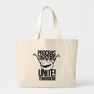 Cute Procrastination, Procrastinate, Motivational Large Tote Bag