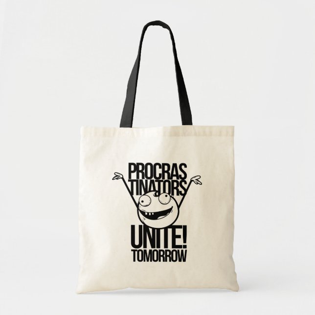 Cute Procrastination, Procrastinate, Motivational Tote Bag (Front)