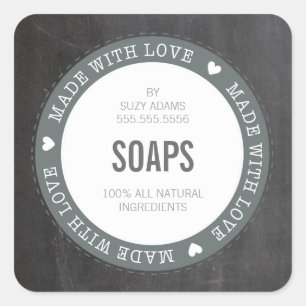 CUTE PRODUCT LABEL made with love chalkboard gray