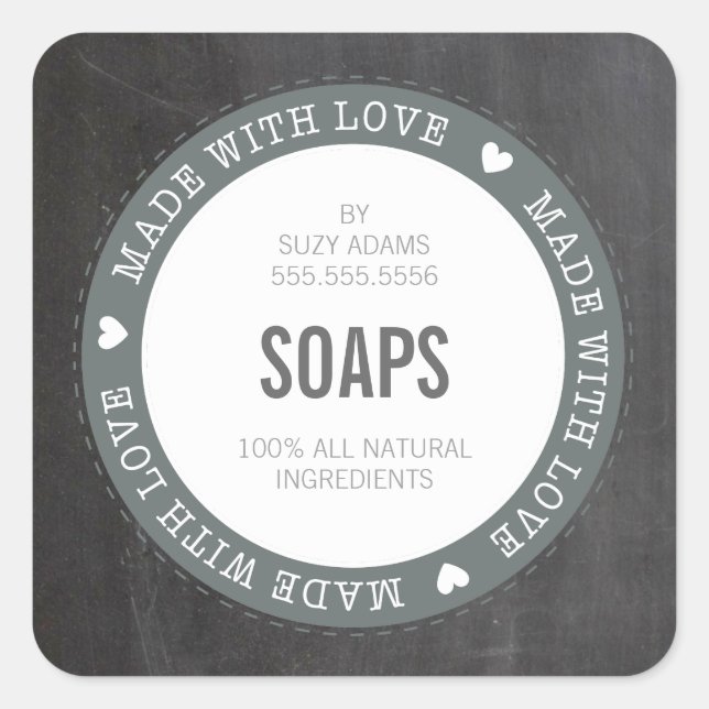 CUTE PRODUCT LABEL made with love chalkboard gray (Front)