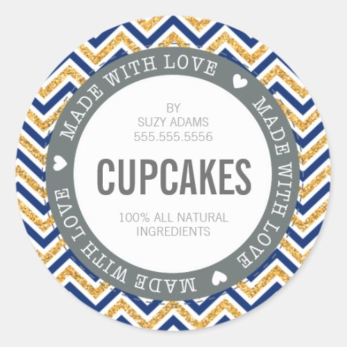 CUTE PRODUCT LABEL made with love chevron glitter