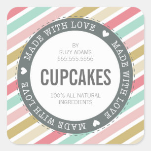 CUTE PRODUCT LABEL made with love pastel colorful