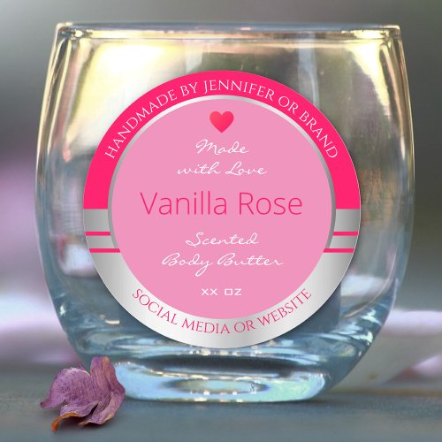Cute Product Packaging Label Girly Pink and Silver