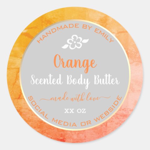 Cute Product Packaging Labels Orange Marble Frame