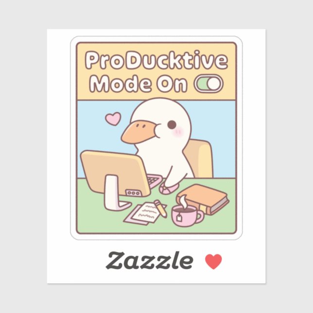 Cute Productive Duck Producktive Mode On Funny Sticker (Sheet)