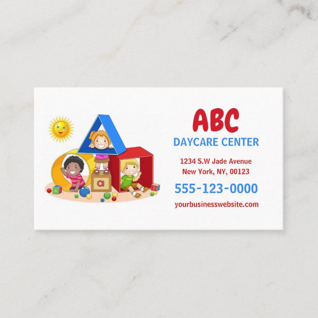 Cute Professional Childcare Daycare Babysitter Business Card (Front)