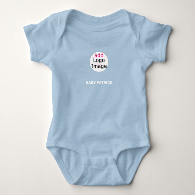 Cute Professional Custom Personalized Pale Blue Baby Bodysuit (Front)