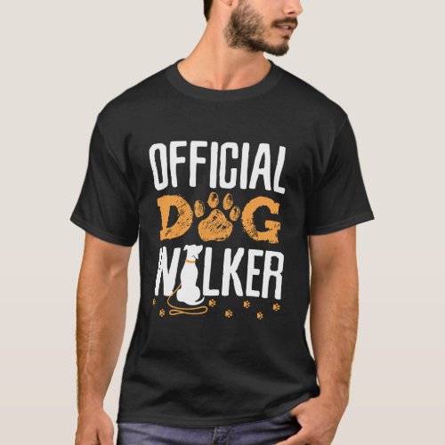 Cute Professional Official Dog Walker Funny Pet Lo T_Shirt