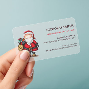 Cute Professional Santa Claus Clear Business Cards