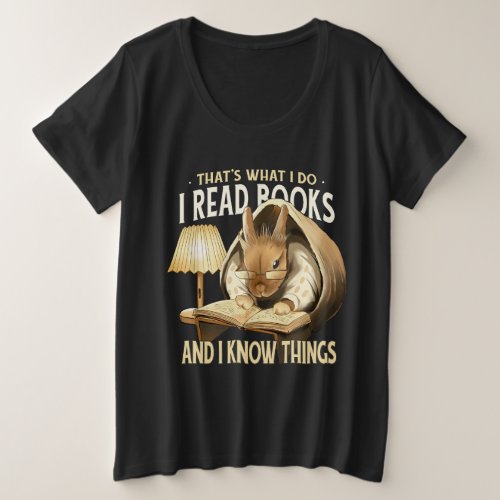  cute professor rabbit with glasses reads a book plus size T_Shirt