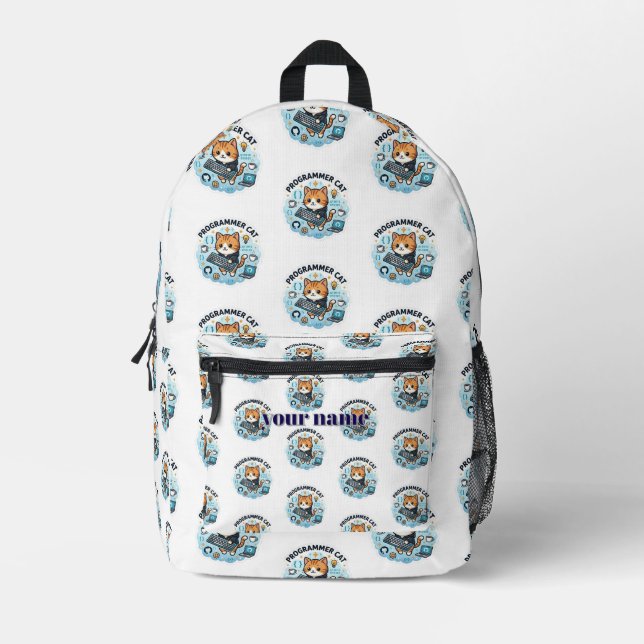 Cute Programmer Cat Aesthetic Tote Bag | Funny Kaw (Front)