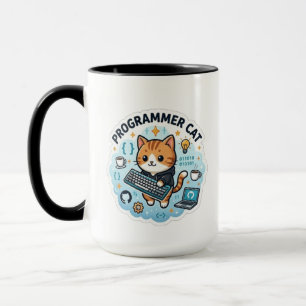 Cute Programmer Cat Coding Vinyl Sticker Develop Mug