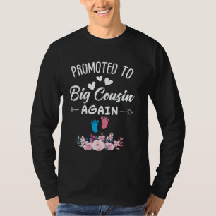 Cute Promoted to Big Cousin Again Gender Reveal Pi T-Shirt
