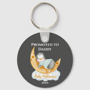 Cute Promoted to Daddy Baby Penguin Keychain