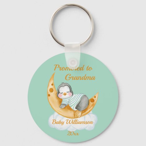 Cute Promoted to Grandma Baby Penguin  Keychain