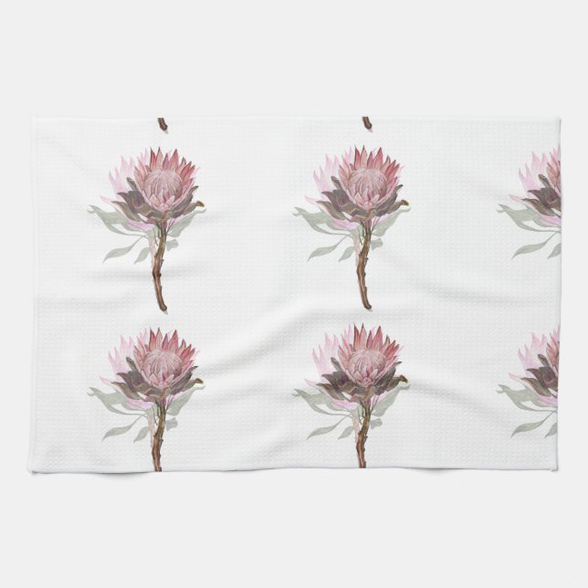 Cute protea flower kitchen towel (Horizontal)
