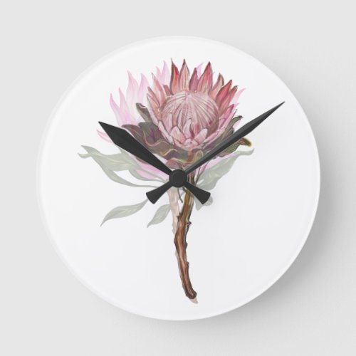 Cute protea flower round clock