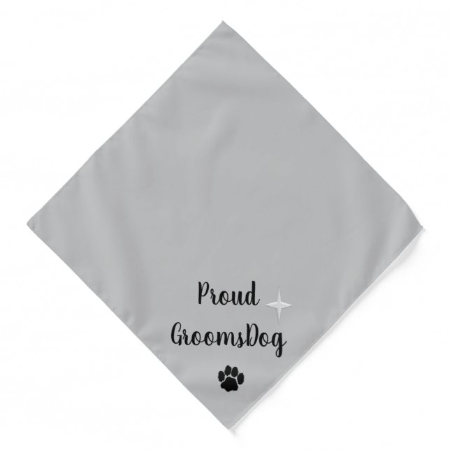 Cute Proud Groom's Dog Silver Bandana (Front)