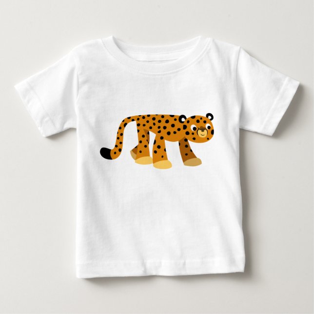 Cute Prowling Cartoon Cheetah Baby T-Shirt (Front)