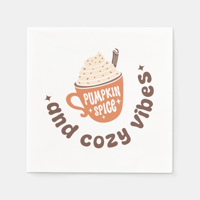 Cute PSL Fall  – Pumpkin Spice and Cozy vibes  Napkins (Front)