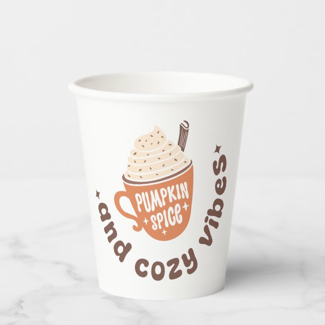 Cute PSL Fall  – Pumpkin Spice and Cozy vibes  Paper Cups (Front)