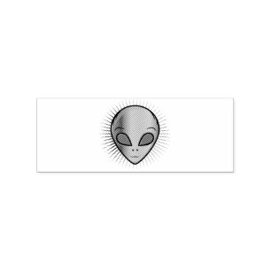 Cute Psychedelic Alien Head Thunder_Cove Rubber Stamp