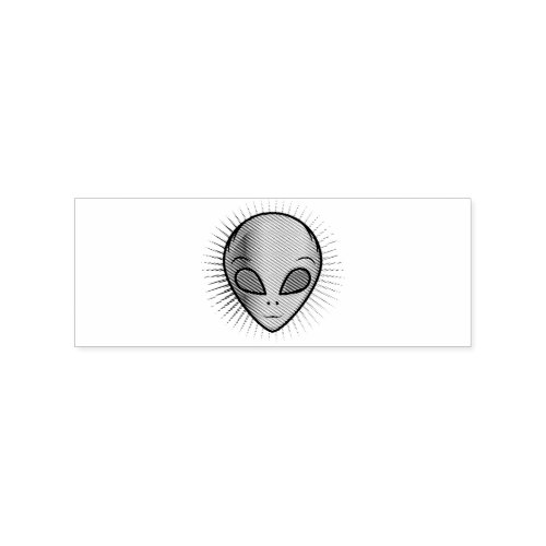 Cute Psychedelic Alien Head Thunder_Cove Rubber Stamp