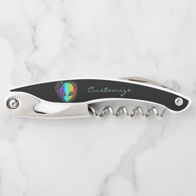 Cute Psychedelic Alien Head Thunder_Cove Waiter's Corkscrew (Front)