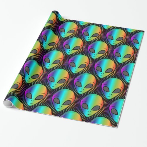 Cute Psychedelic Alien Head Thunder_Cove Wrapping Paper