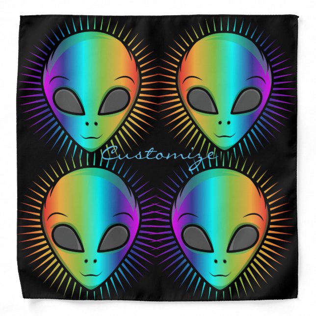Cute Psychedelic Alien Heads Thunder_Cove Bandana (Front)