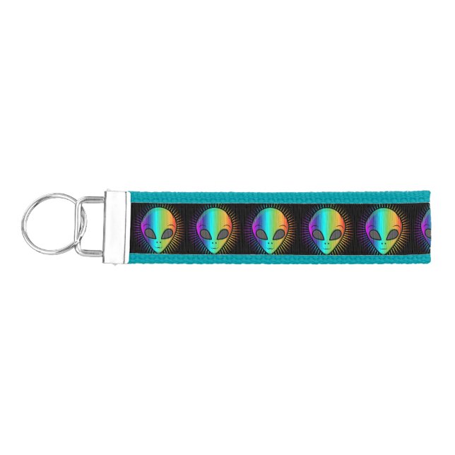 Cute Psychedelic Alien Heads Thunder_Cove Wrist Keychain (Keys on Left)
