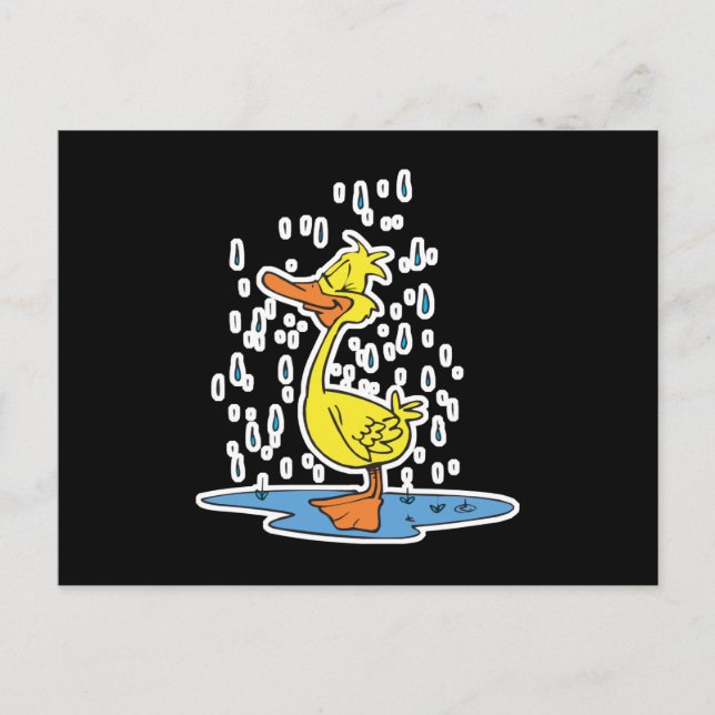 cute puddle duck in the rain postcard (Front)