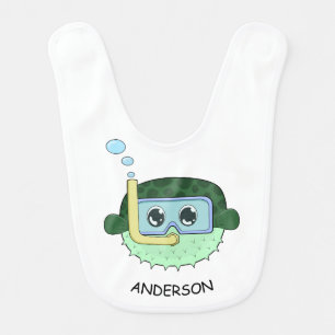 Cute puffer fish baby bib