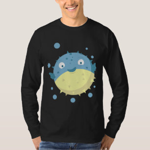 Cute Puffer Fish Blue T-Shirt
