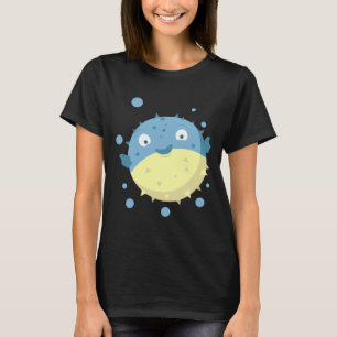 Cute Puffer Fish Blue T-Shirt
