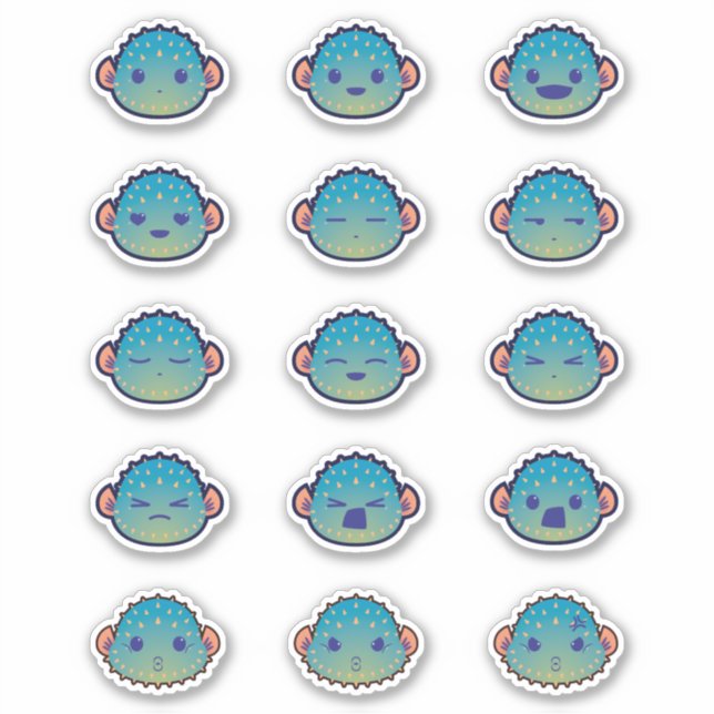 Cute Pufferfish Sticker (Front)