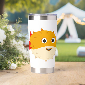 Cute pufferfish sticker insulated tumbler