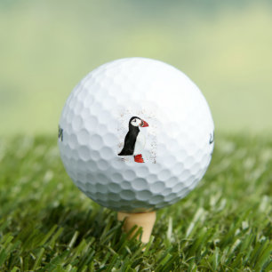 Cute puffin bird nature watercolor golf balls