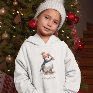 Cute Puffin Christmas Coastal Kidswear Hoodie
