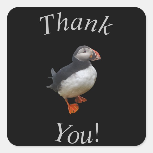 Cute Puffin Thank You Sticker / Envelope Seal (Front)
