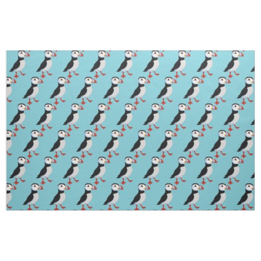 Cute Puffins Tiled Design Fabric