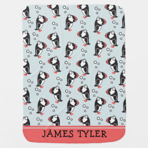Cute Puffins Wild Birds Baby Blanket